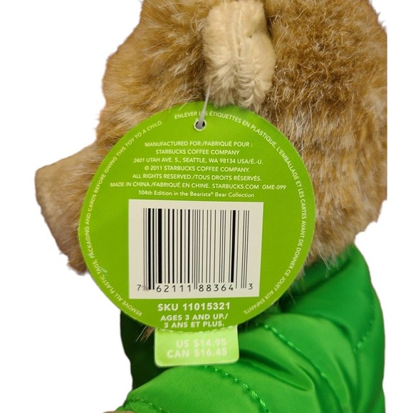 Starbucks Coffee Bearista Teddy Bear Plush 2011 104th Edition Trapper Hat Winter - Picture 8 of 12